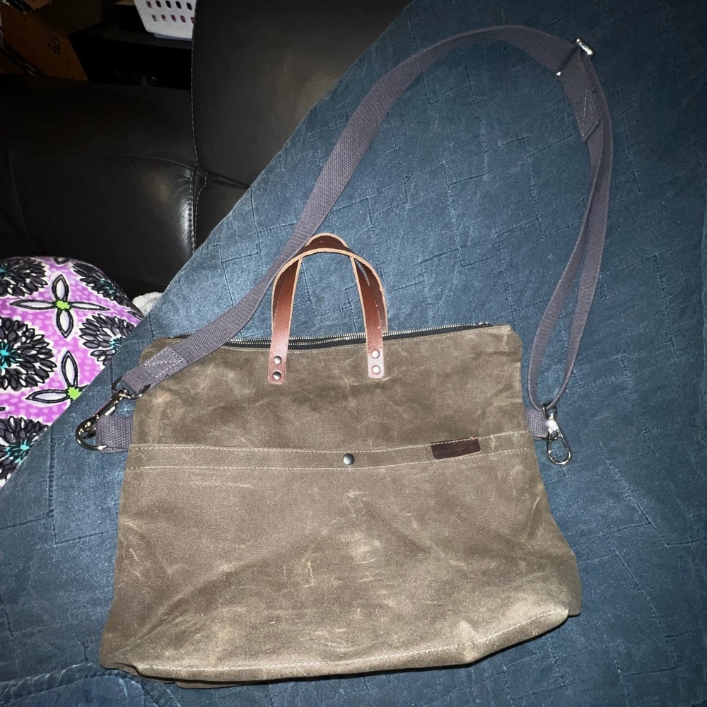 Stitch & Rivet Waxed Canvas Bag, Leather Handles Gem